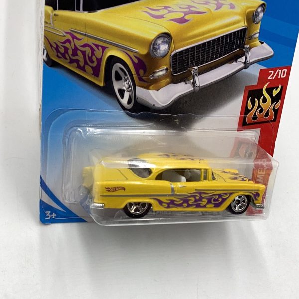 2018 Hot Wheels #12 55 Chevy Yellow 9G For Sale