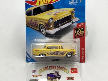 2018 Hot Wheels #12 55 Chevy Yellow 9G For Sale