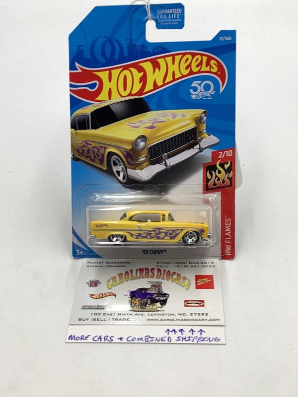 2018 Hot Wheels #12 55 Chevy Yellow 9G For Sale