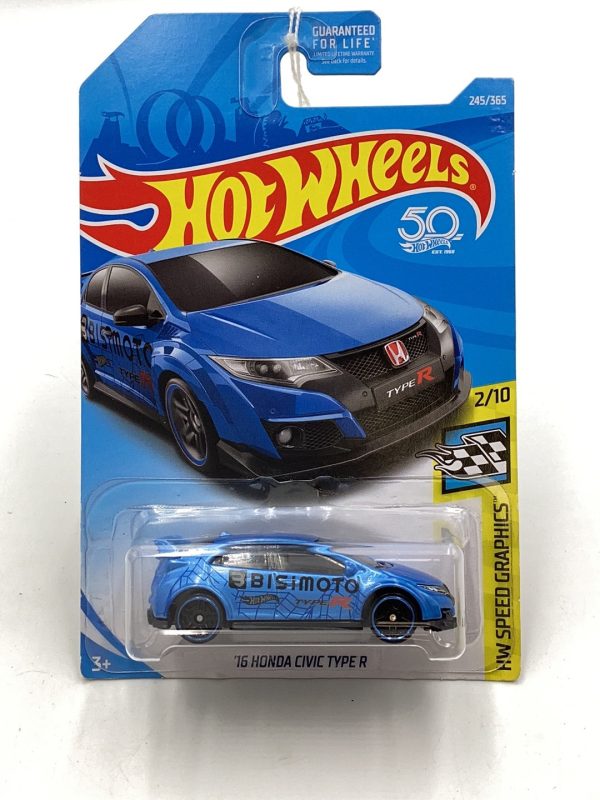 2018 Hot wheels #245 16 Honda Civic Type R Blue 75D For Cheap