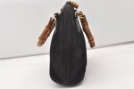 Authentic GUCCI Bamboo 2Way Shoulder Hand Purse Bag Suede Leather Black 2436J on Sale