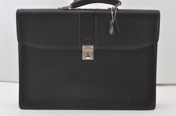 Authentic BURBERRY Vintage Leather Briefcase Business Bag Black 9555I Online now