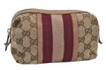 Authentic GUCCI Sherry Line Pouch Purse GG Canvas Leather 256636 Brown 9926I Discount