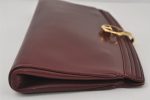 Authentic GUCCI Vintage Clutch Hand Bag Leather Bordeaux 0544J Cheap