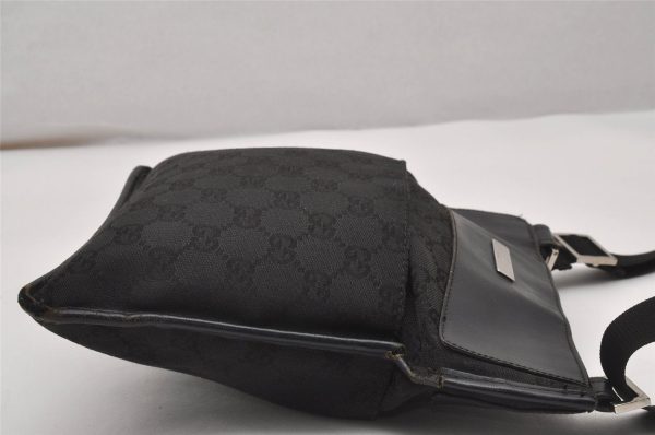 Authentic GUCCI Shoulder Cross Body Bag GG Canvas Leather 27639 Black 2215J on Sale