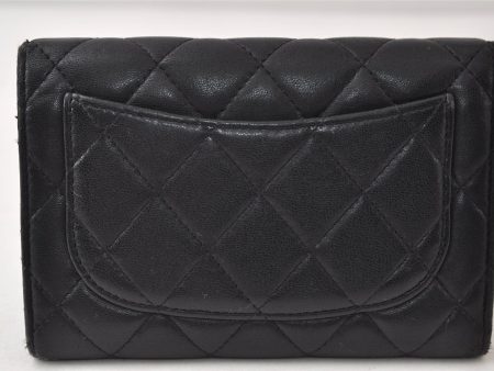 Authentic CHANEL Lamb Skin Matelasse Bifold Wallet Purse Black CC 9596I Online Hot Sale