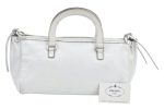 Authentic PRADA Vintage BOW SOFT Leather Hand Bag Purse BN0703 White 9934I For Sale