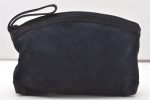 Authentic GUCCI Vintage Clutch Hand Bag Purse Punching Suede Leather Navy 9924I Online now