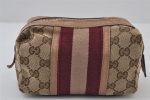 Authentic GUCCI Sherry Line Pouch Purse GG Canvas Leather 256636 Brown 9926I Discount