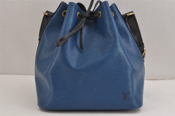 Authentic Louis Vuitton Epi Petit Noe Bi-color Blue x Black Drawstring Bag 2360J For Discount