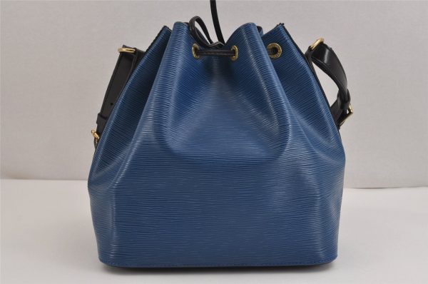 Authentic Louis Vuitton Epi Petit Noe Bi-color Blue x Black Drawstring Bag 2360J For Discount