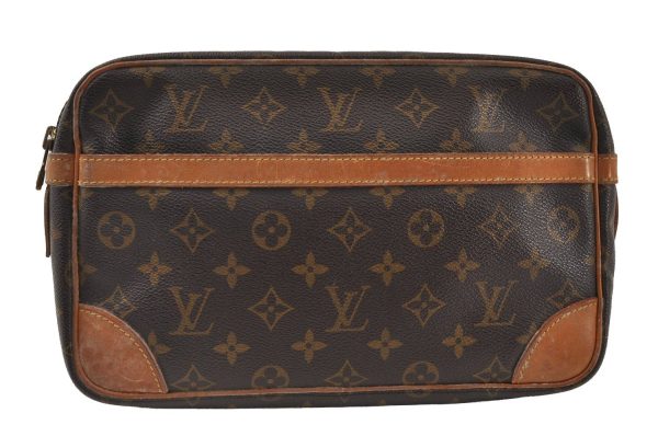 Authentic Louis Vuitton Monogram Compiegne 28 Clutch Hand Bag M51845 LV 0527J Fashion