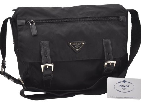 Authentic PRADA Nylon Tessuto Leather Shoulder Cross Body Bag BT6671 Black 2510J For Sale