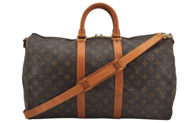 Authentic Louis Vuitton Monogram Keepall Bandouliere 45 M41418 Boston Bag 1686J Online Sale