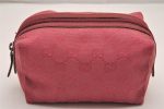 Authentic GUCCI Vintage Pouch Purse GG Canvas Leather 29595 Pink 1470J For Cheap