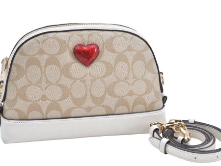 Authentic COACH Signature Shoulder Cross Body Bag PVC Leather 91012 Beige K8013 Online Hot Sale