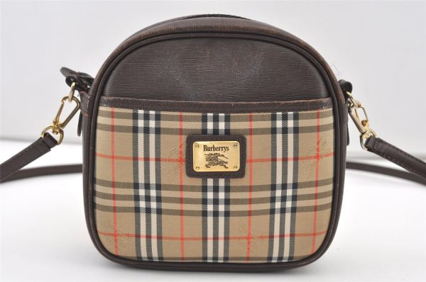 Authentic Burberrys Nova Check Shoulder Cross Bag Canvas Leather Beige 2599J Online now