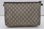 Authentic GUCCI Vintage GG Plus Clutch Hand Bag Purse GG PVC Leather Brown 1118J Online Sale