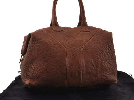 Authentic YVES SAINT LAURENT Easy Boston Bag Leather 208314 Brown 8018I Discount