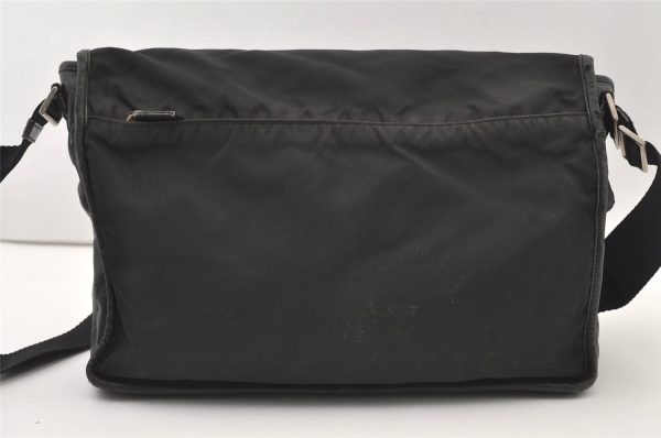 Authentic PRADA Nylon Tessuto Leather Shoulder Cross Body Bag Black 2443J For Discount