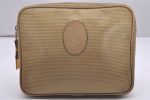 Authentic YVES SAINT LAURENT Clutch Hand Bag Purse PVC Leather Beige 9938I Online Sale