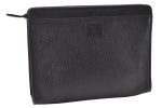 Authentic Burberrys Vintage Leather Clutch Hand Bag Purse Black 0545J on Sale