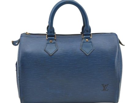 Authentic Louis Vuitton Epi Speedy 25 Hand Boston Bag Blue M43015 LV Junk 2295J Cheap