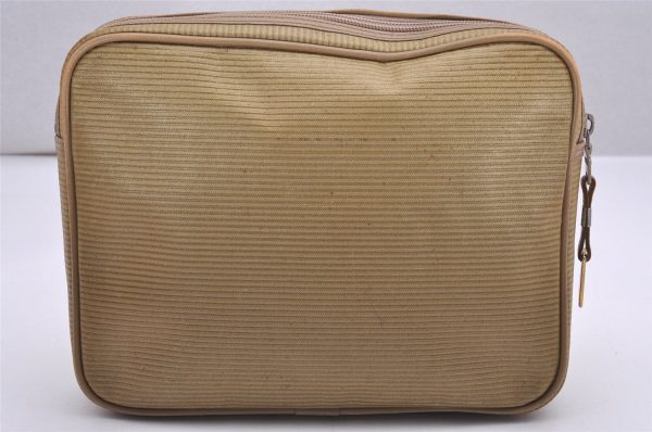 Authentic YVES SAINT LAURENT Clutch Hand Bag Purse PVC Leather Beige 9938I Online Sale