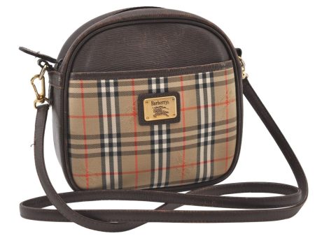 Authentic Burberrys Nova Check Shoulder Cross Bag Canvas Leather Beige 2599J Online now