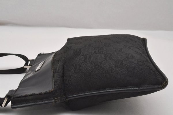 Authentic GUCCI Shoulder Cross Body Bag GG Canvas Leather 27639 Black 2215J on Sale