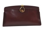 Authentic GUCCI Vintage Clutch Hand Bag Leather Bordeaux 0544J Cheap