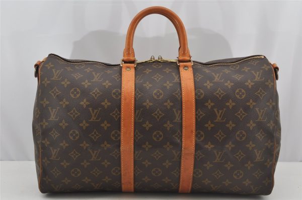 Authentic Louis Vuitton Monogram Keepall Bandouliere 45 M41418 Boston Bag 1686J Online Sale