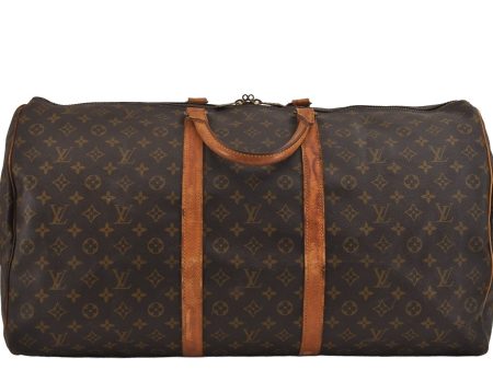 Authentic Louis Vuitton Monogram Keepall 60 Travel Boston Bag M41422 LV 2378J For Sale