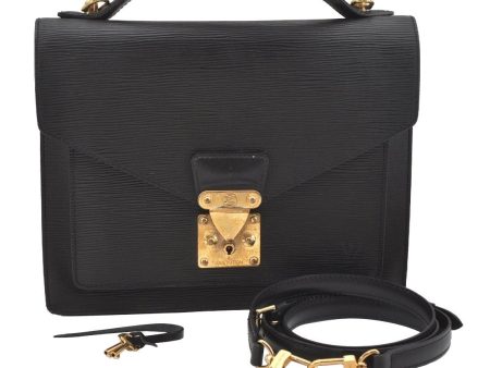 Authentic Louis Vuitton Epi Monceau 2Way Shoulder Hand Bag Black M52122 LV 9826I For Cheap