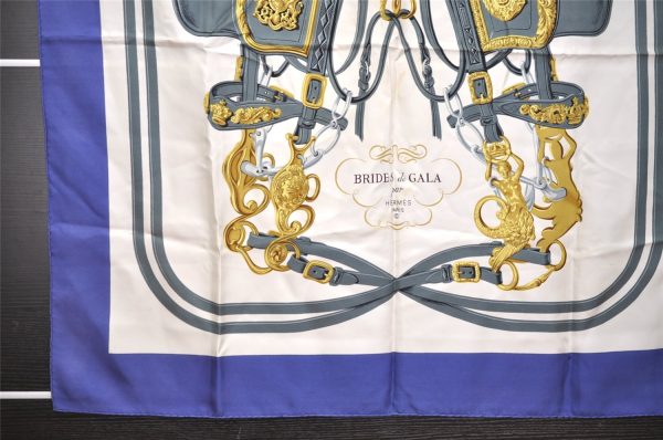 Authentic HERMES Carre 90 Scarf  BRIDES de GALA par  Silk Blue 0873J Discount