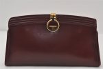 Authentic GUCCI Vintage Clutch Hand Bag Leather Bordeaux 0544J Cheap