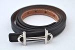 Authentic HERMES Gamma Leather Belt Size 80cm 31.5inches Black Brown 2204J Fashion