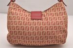 Authentic FENDI Zucchino Shoulder Hand Bag Purse Canvas Leather Red 9933I For Discount