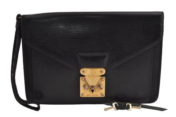 Auth Louis Vuitton Epi Pochette Sellier Dragonne Clutch Bag M52612 Black 2368J Cheap