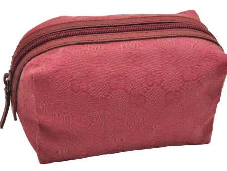 Authentic GUCCI Vintage Pouch Purse GG Canvas Leather 29595 Pink 1470J For Cheap