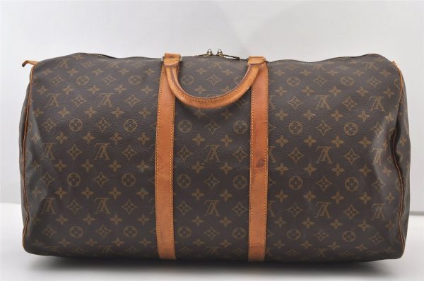 Authentic Louis Vuitton Monogram Keepall 55 Travel Boston Bag M41424 LV 2379J For Sale