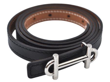 Authentic HERMES Gamma Leather Belt Size 80cm 31.5inches Black Brown 2204J Fashion