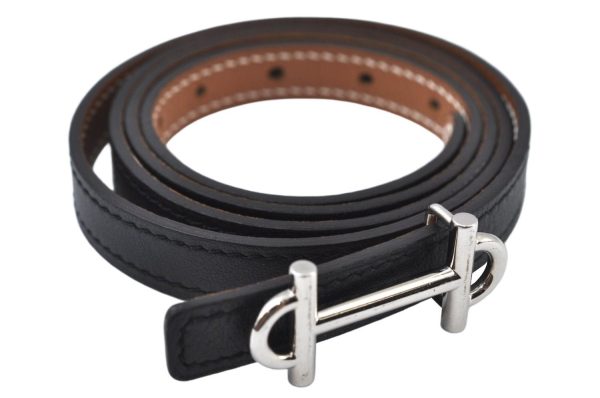 Authentic HERMES Gamma Leather Belt Size 80cm 31.5inches Black Brown 2204J Fashion