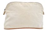 Authentic HERMES Bolide 25 Pouch Cosmetic Canvas Cotton Leather White 8518G on Sale