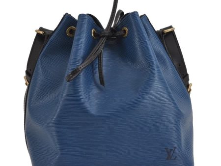 Authentic Louis Vuitton Epi Petit Noe Bi-color Blue x Black Drawstring Bag 2360J For Discount