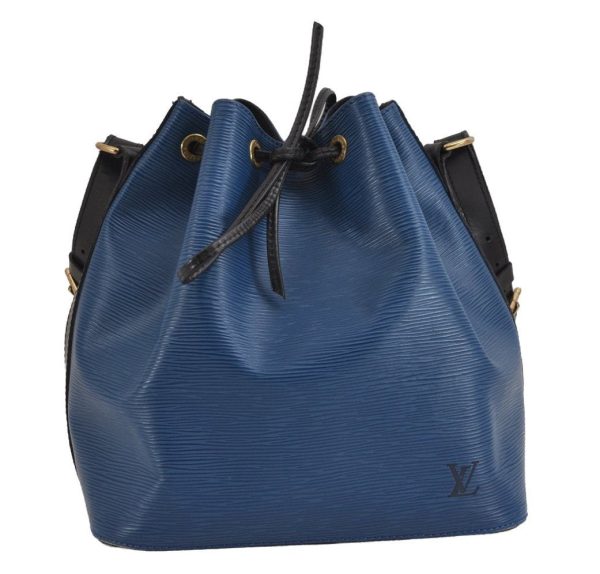 Authentic Louis Vuitton Epi Petit Noe Bi-color Blue x Black Drawstring Bag 2360J For Discount