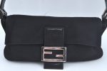 Authentic FENDI Mamma Baguette Shoulder Hand Bag Jersey Leather Black 1012J Sale