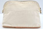 Authentic HERMES Bolide 25 Pouch Cosmetic Canvas Cotton Leather White 8518G on Sale