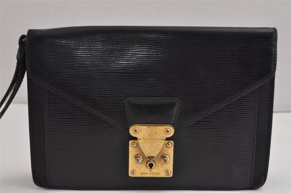 Auth Louis Vuitton Epi Pochette Sellier Dragonne Clutch Bag M52612 Black 2368J Cheap