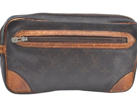 Authentic Louis Vuitton Monogram Marly Dragonne Clutch Hand Bag Old Model K7599 Hot on Sale